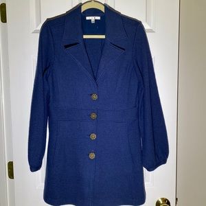 CAbi Navy Blue Wool Button Front Coat